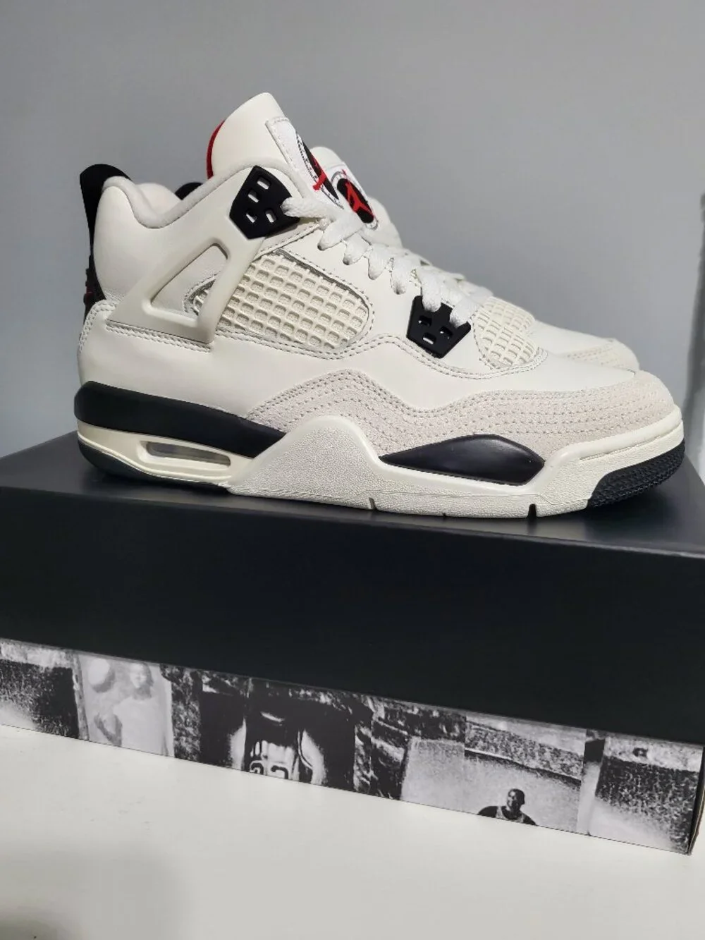Nike Air Jordan 4 Retro 'Flight Club' Sail Black Red IM4026-100 GS Size 6.5Y NEW